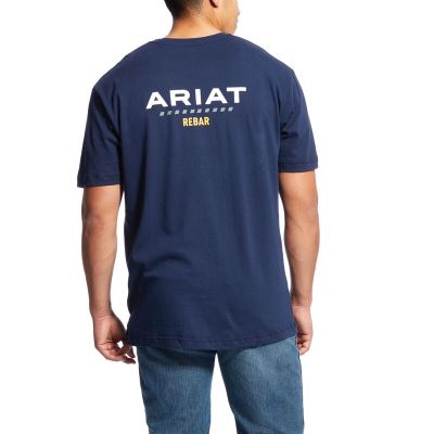 Ariat Rebar Cotton Strong - T Shirts Donkerblauw Heren - 20711-119